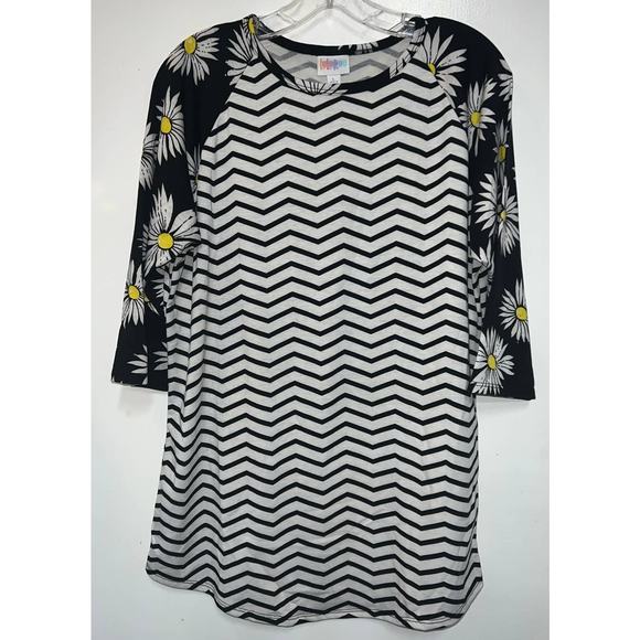 NWOT Rare Lularoe Chevron & Daisy Set Randy Top L & OS leggings - Picture 3 of 10